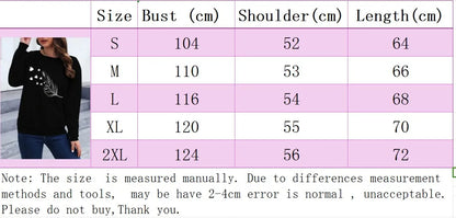 Women's Casual Heart Print Pullover Sweatshirt Geometric Design Long Sleeve Round Neck Machine Washable Regular Fit for Autum