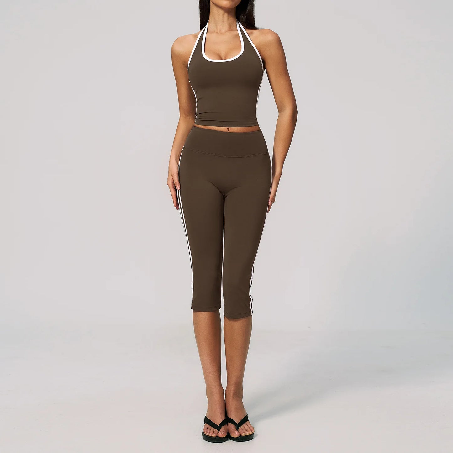 2 Pieces Workout Suit Women Yoga Outfits Athletic Wear Shockproof Halter Sports Bra High Waist Butt Lift Yoga Pants Fitness Suit
