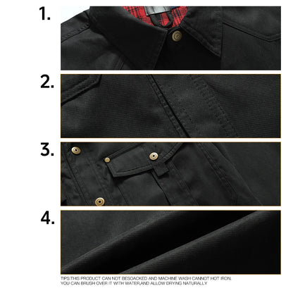 Men's Jackets Spring Flannel Lined Shirt Coat Shacket Casual Snap Button Overshirt Western Cowboy Style High Quality Top US Size