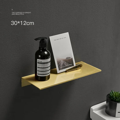 Modern Brushed Gold Bathroom Shelf - 30-50cm Wall Storage Rack
