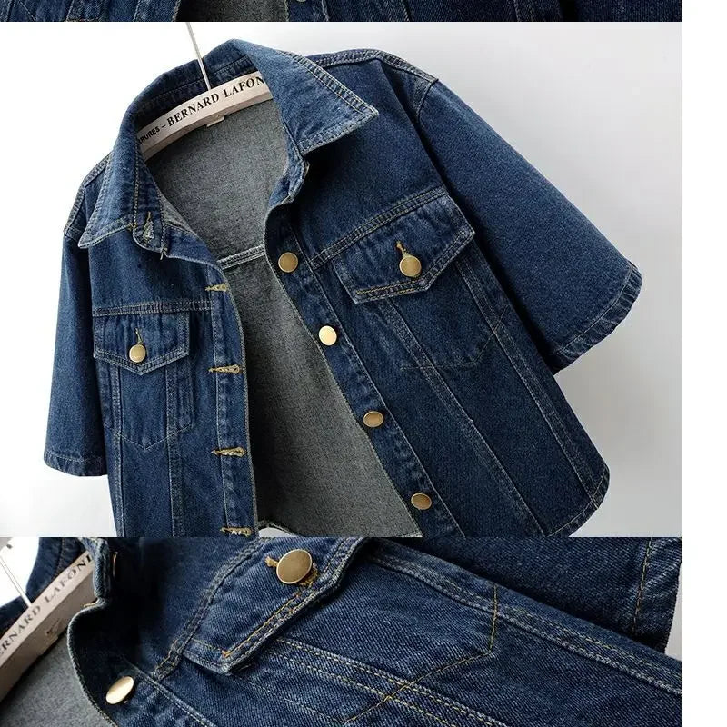 Fashionable New Versatile Short Sleeved Denim Jacket for Women Loose Korean Version Top Small Shawl Cardigan for Outerwear