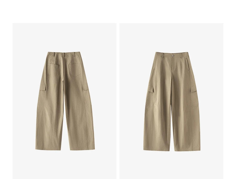 TOYOUTH Women's High Waist Wide Leg Banana Pants 2026 Summer New Multi Pocket Casual Trousers, Breathable Linen Blend
