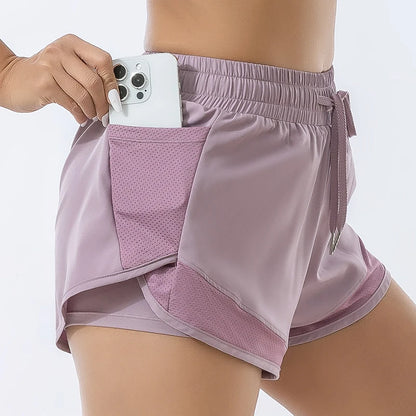 Women's Yoga Shorts - Fitness Running Quick Dry Pants with Elastic Waist