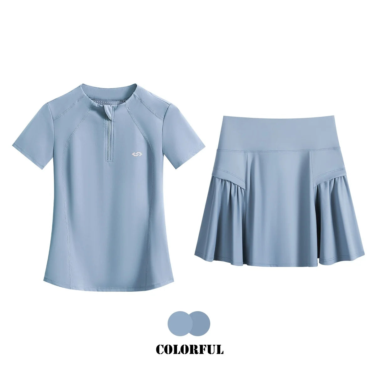DRUR 2pcs Tennis Skirt Set Women Summer Sports Suit 2 Piece Fitness Top Skort Sets Ladies Golf Wear Set Sportswear Outfits 2025
