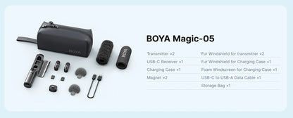 BOYA BOYA Magic Wireless Lavalier Microphone 4 Forms in 1 Mic for iPhone Android USB-C Phone Camera for Interview Live Streaming