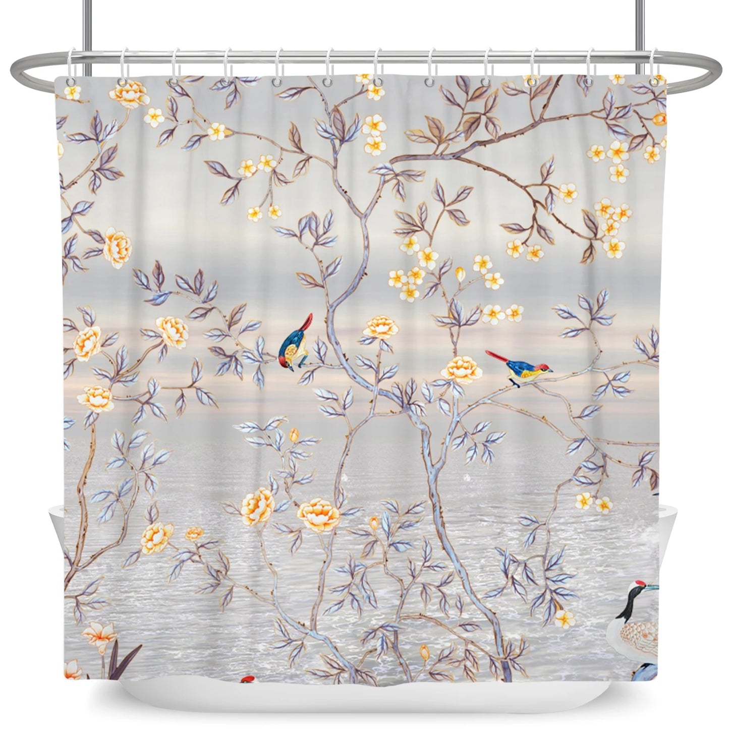 Waterproof Shower Curtain - Tropical Leaf Polyester Bathroom Decor Curtain