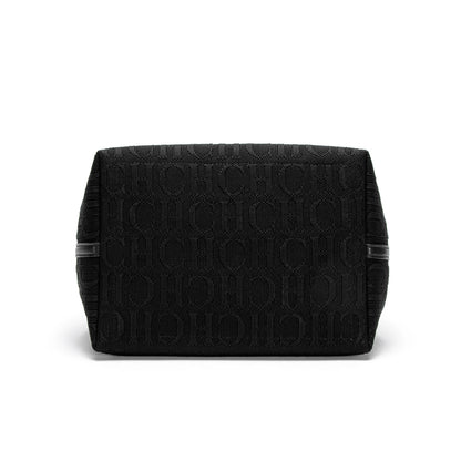 Large Capacity Tote Bag - Black Knitted Shopping Bag 27x20x28cm Durable Polyester