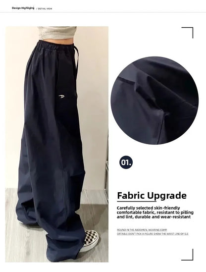 American High Street Style Women's Cargo Pants Spring Summer 2026 New Slimming Drapey Loose Sweatpants Folded Hem