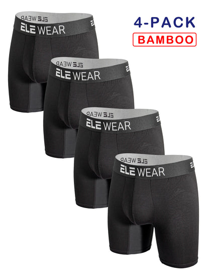 4pcs Bamboo Men's Underwear Long Sports Underwear, Moisture-Wicking, Boxer Briefs For Men