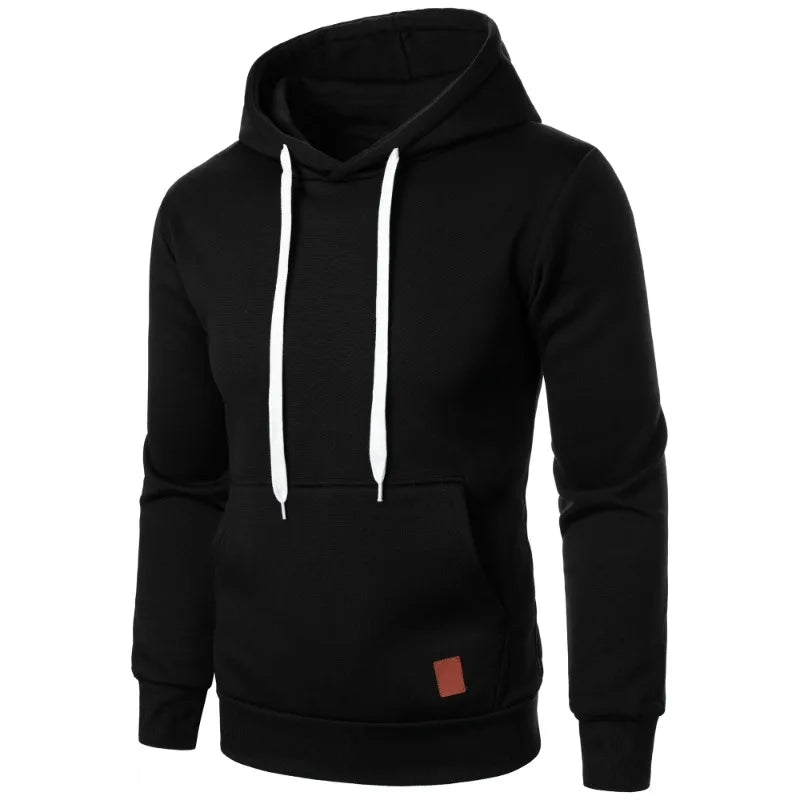 Mens Casual Hooded Collar Drawstring Hoodies Sweatshirts Long Sleeve Shirts Outdoor Streetwear Solid Color Lightweight Pullover
