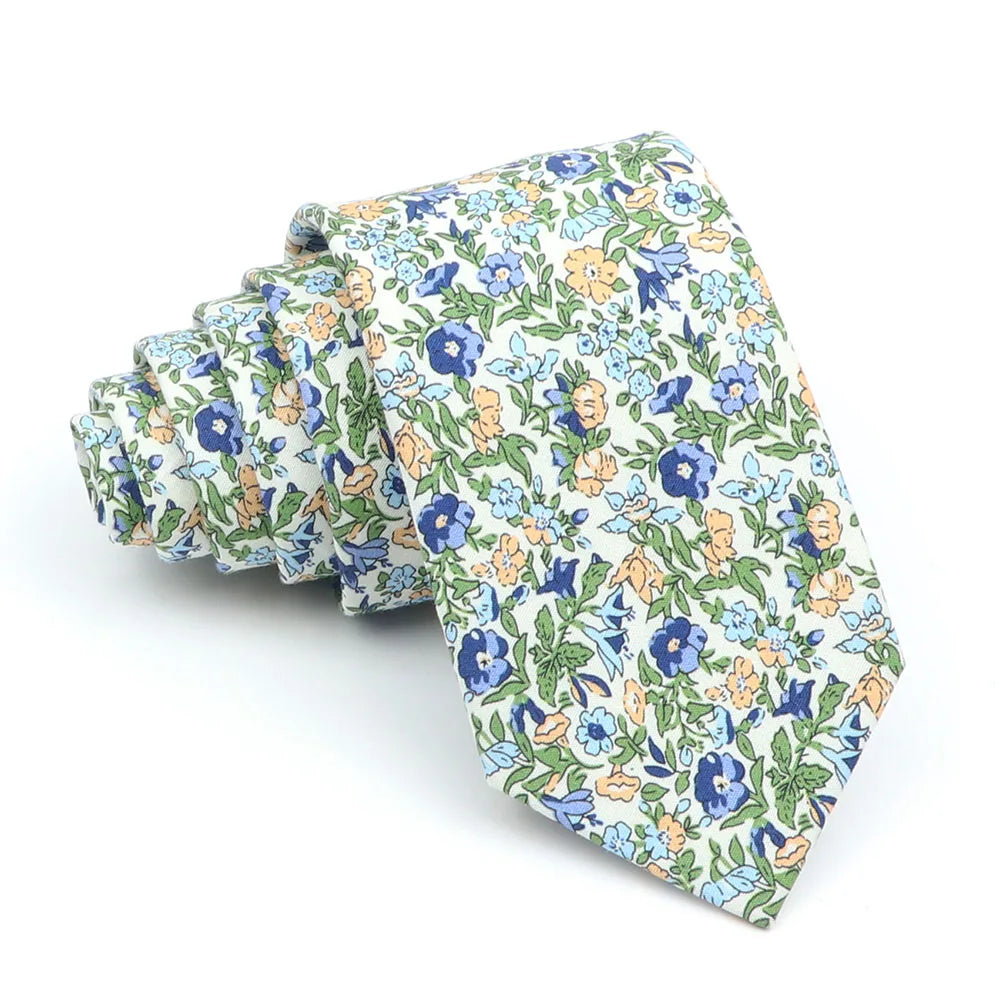 Floral Cotton Tie - Elegant Paisley Necktie for Men  Women