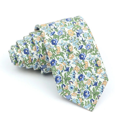 Floral Cotton Tie - Elegant Paisley Necktie for Men  Women