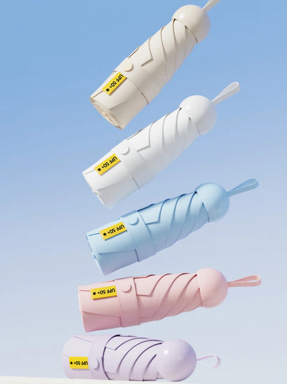 Compact Travel Mini Umbrella Uv Protection Capsule Umbrella 5 Fold Ultra Lightweight Sunshade Umbrellas Protable Manual