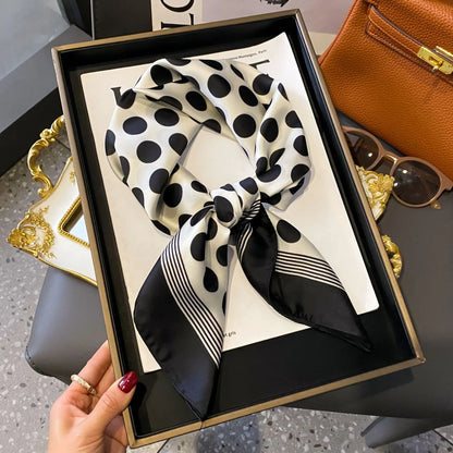 Luxury Silk Scarf - Chain Print Thin Neck Scarf for Women 70x70cm