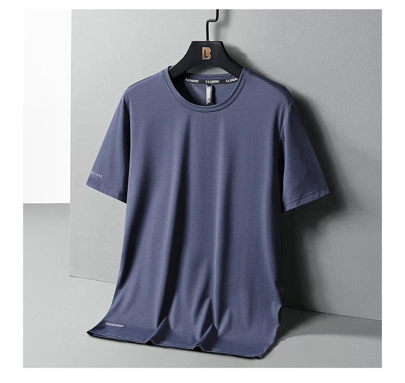 Men's Ice-Silk T-Shirt – Breathable Plus-Size Tee (up to 8XL)