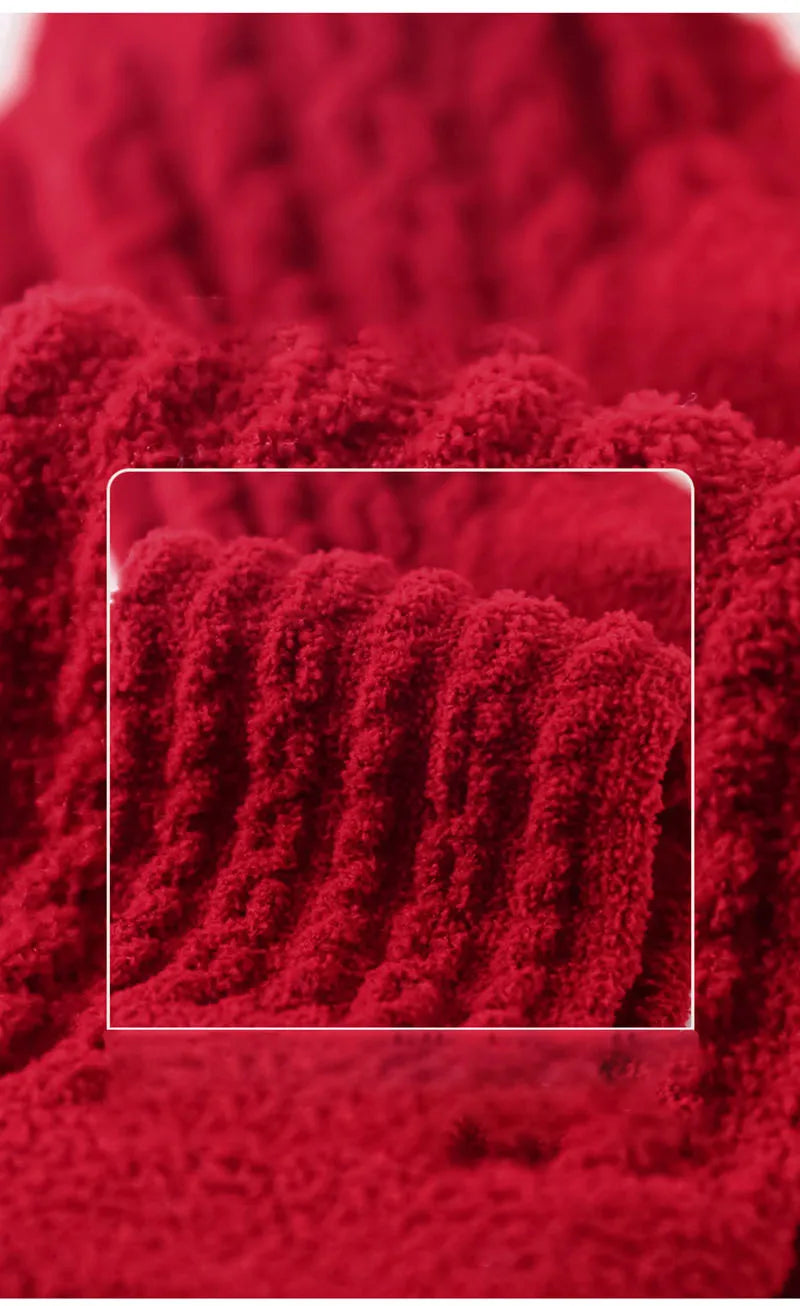 2025 New Year Baby Winter Thicken Socks Kids Cute Stripe Color Matching Warm Floor Socks Children Girls Fleece Padded Socks