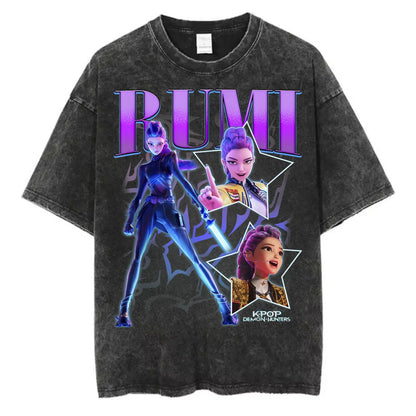 Kpop Anime T Shirt - Oversized Vintage Cotton Knit Tee | Breathable Casual Top