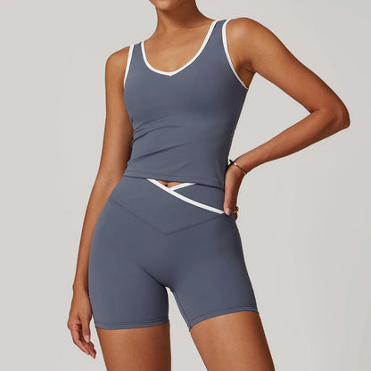 Yoga Workout Set – High Waist Leggings & Sports Bra Outfit | Breathable Fitness Sportswear