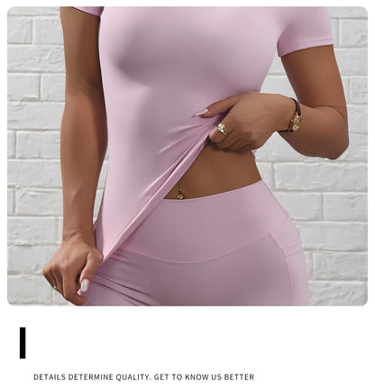 2026 Yoga Set Speed Drying Round Neck Yoga Set - Tight High Elasticity Yoga Suit Two Piece Set Running Sports Fitness Tennis Set