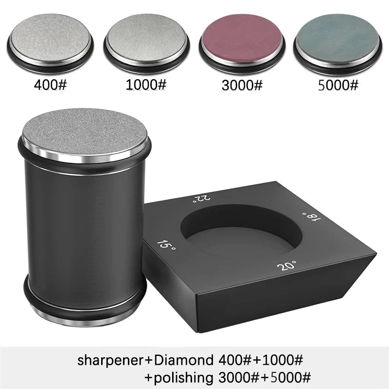 Rolling Knife Sharpener - 4 Angle Sharpening System With Diamond Whetstone Kit