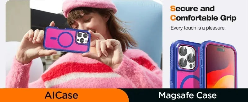 Luxury Ott Magnetic Armor Cases for IPhone 17 16 15 14 Plus 13 12 11 Pro Max Box Shockproof Charging Heavy Duty Protect Cover