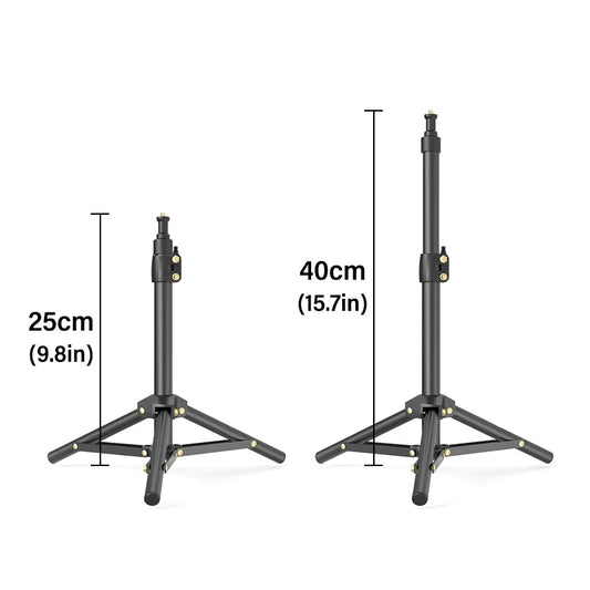 LUXCEO 1pc L06 Foldable 40cm Table Tripod Light Stand with 1/4 Screw for Smartphone Camera Video Light Panel Ring Light