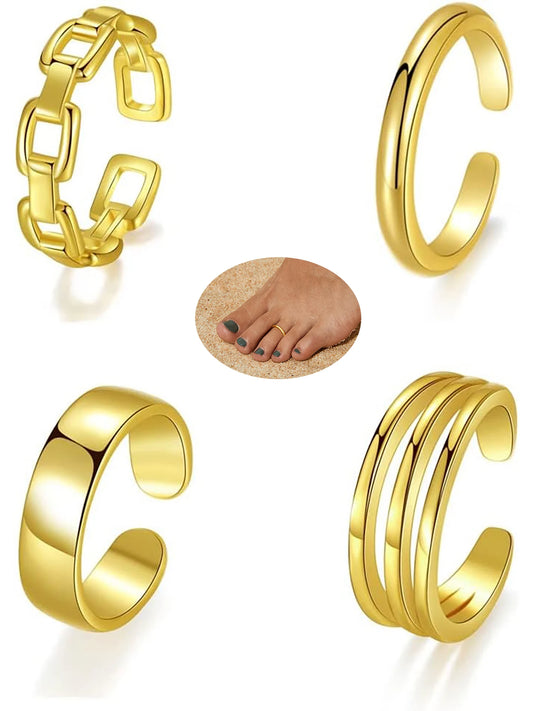 Adjustable Toe Rings Set – 4pc Open Foot Rings for Women