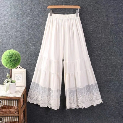 Japanese Lace Wide-Leg Pants Women's Summer Casual Loose Straight Inner Leggings Skirt Design Sense Niche Splicing