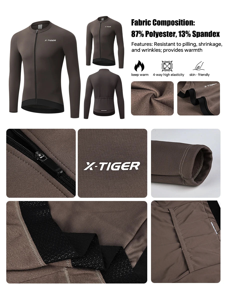 Winter Cycling Jersey - Men's Fleece Bike Jacket With Full Zipper & Pockets