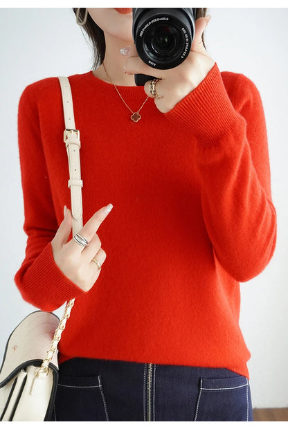 Autumn And Winter Thin Sweater Women's Round Neck Pullover Casual Knitted Top Women's Short Underlay Fashion 18 Colors