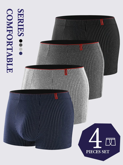 4Pcs Plus Size 6XL Men's Underwear 95% Cotton Boxer Soft Breathable Skin Friendly Individually Packed Fashionable