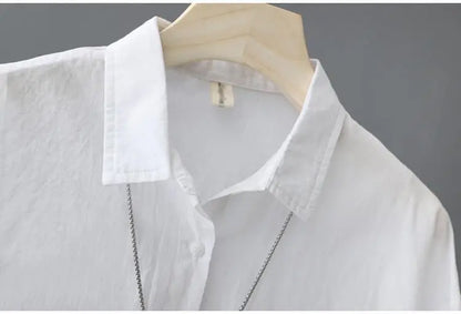 Turn-down Neck Pink Solid Short Sleeved Loose Shirt And Blouse Clothes Top Casual Single Breasted Spring Simple OL Outerwear New