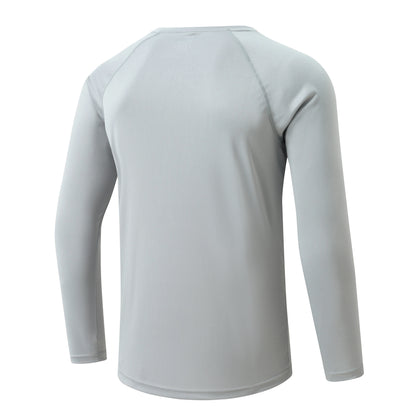 Men UPF 50+ Long Sleeve T-Shirt, Rash Guard Breathable Tops, Pullover Shirt for Sport Fishing Hiking Running Beach Surfing