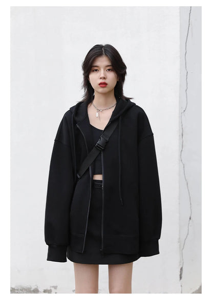 CHIC VEN Women Sweatshirts Hoodies Solid Loose Casual Hooded Female Tops Lady Coat Medium Length Overcoat Spring Autumn 2025
