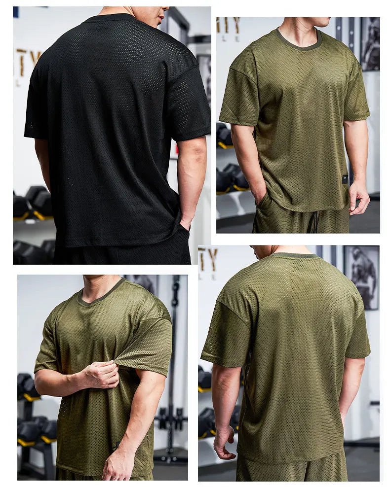 Men Gym Muscle Shirt - Quick Dry Workout Tee, Loose Fit Running & Training Top