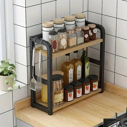 Space Saving Countertop Organizer 2-Tier Rustproof Metal Rack Kitchen Storage Holder for Coffee Mugs Condiments 1pc