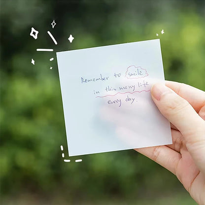 Transparent Waterproof Sticky Notes - 200 Sheets Fluorescent Notepad for School  Office