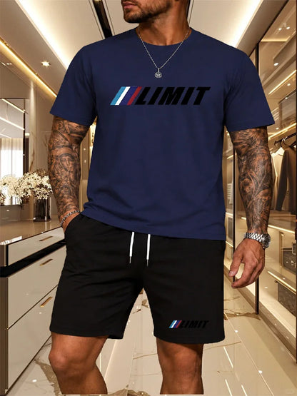 Men's Tracksuit 2 Piece O-neck Short Sleeve Shirt Shorts Set Men's Running Suit Plus Size T shirts Man Clothing Summer T-shirt