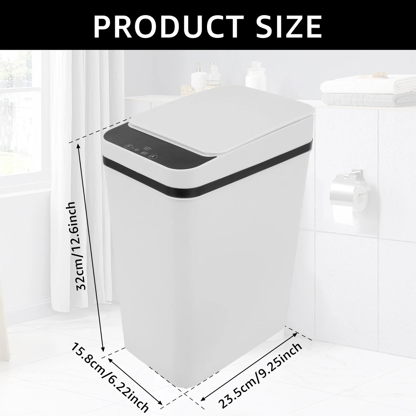 Touchless Infrared Trash Can - 12L Smart Sensor Wastebasket for Kitchen  Bathroom