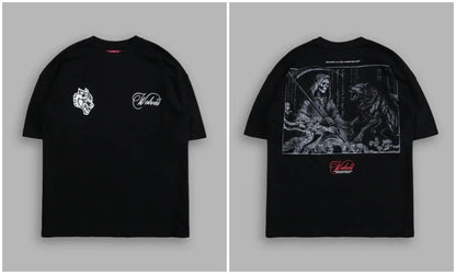 WOLVES CLUB STABILITY "PREMIUM" OVERSIZED TEE IN BLACK Summer Men's and Women's T-shirt Fashion Loose Printed Tops