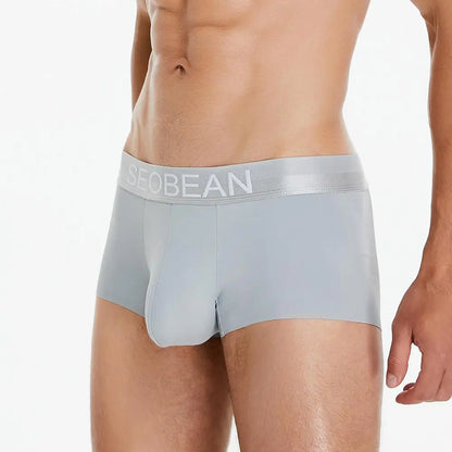 SEOBEAN New Ice Silk Boxers Men Underwear U Convex Pouch Solid Underpants Comfortable Breathable Thin Boxershorts