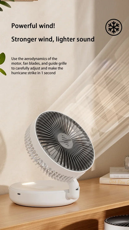 5000mAh 3IN1 Rechargeable Multifunctional Portable Fan Wall Mounted Fan 90° Folding Fan 4 Gears With Warm Night Light New 2025