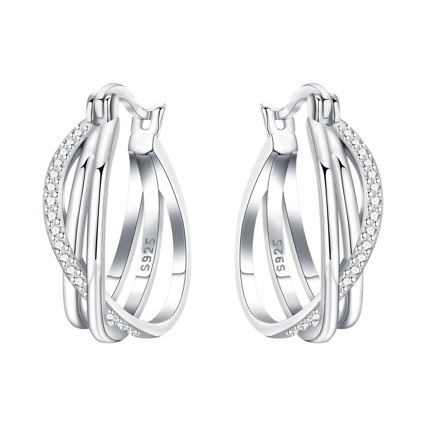 Orstarry S925 Sterling Silver Square Chain With Stone Inlaid Earrings Hoop Earrings For Women Jewelry Original Party Trendy Gift