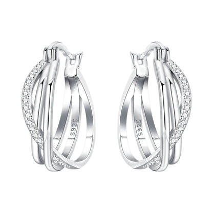 Orstarry S925 Sterling Silver Square Chain With Stone Inlaid Earrings Hoop Earrings For Women Jewelry Original Party Trendy Gift