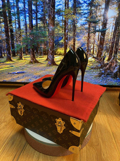 New Shallow Classic Patent Leather 12cm Fashionable and Versatile Work High Heels Nude 10cm Thin Heel Plus Size 33-46
