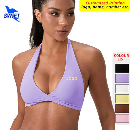 Impact Sport Bra Women High Support Push-Up Halter Workout Tank Top – Custom Logo