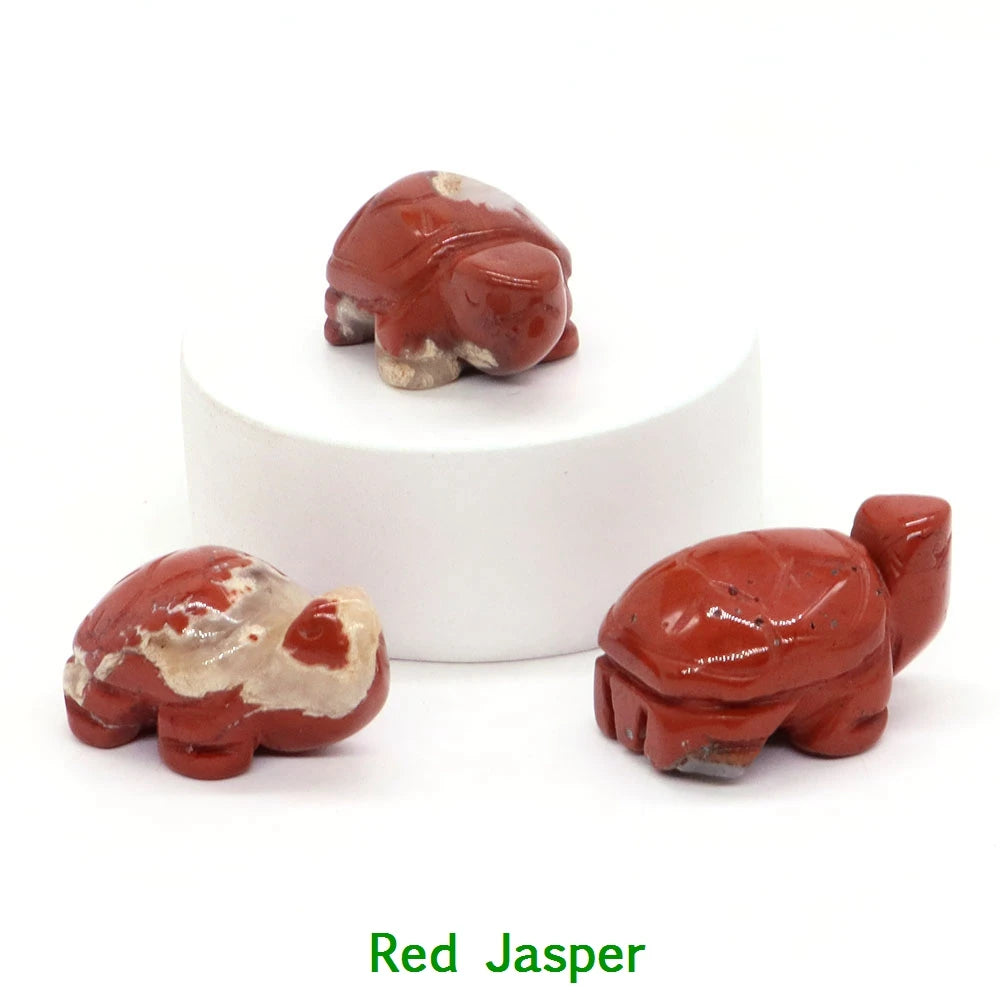 1.2" Mini Natural Crystal Stone Turtle Statue Reiki Healing Tortoise Figurine Amulet Fengshui Sculpture for Home Office Decor