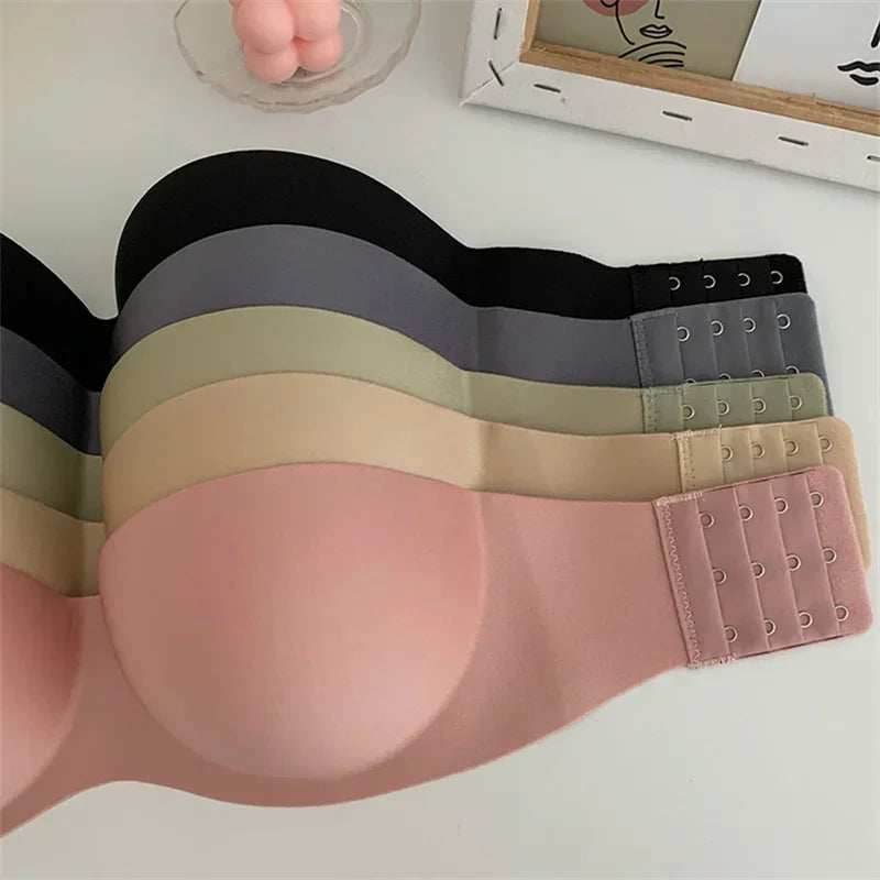Women Sexy Strapless Bra Push Up Padded Bras Female Underwear Seamless Invisible Bralette Without Straps Ladies Lingerie Bras