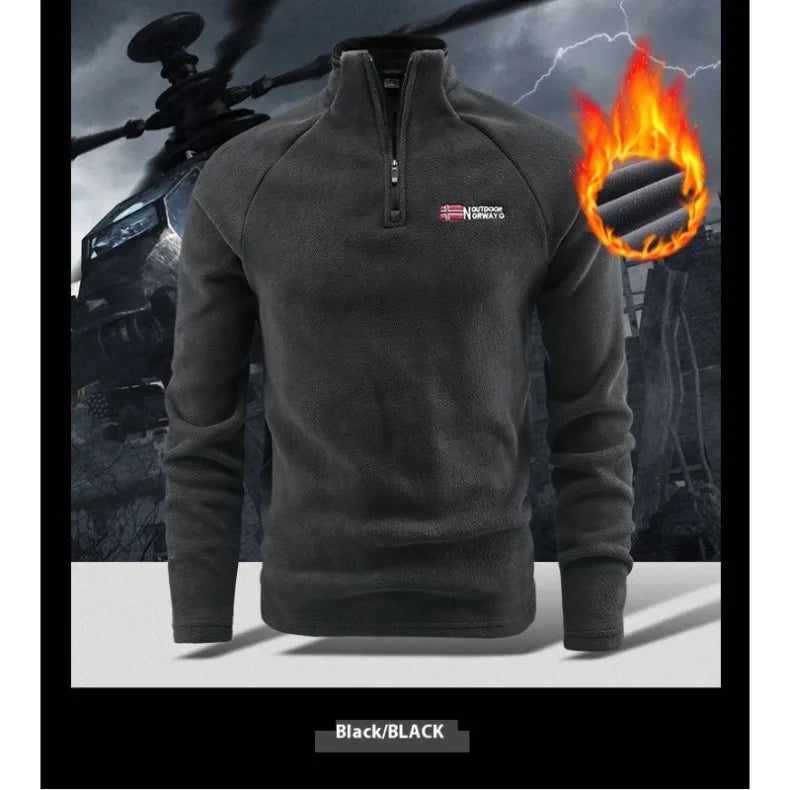 Autunm Winter Polar Fleece Sweatshirt for Men Thick Warm Stand Up Collar Half Zip Casual Base Layer Man Long Sleeve Sweater Man