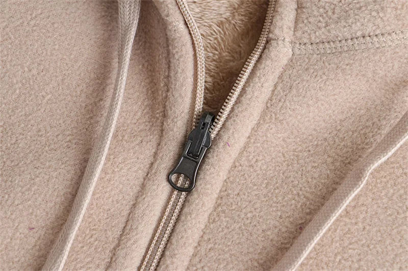 2023 Thicken Winter Sweatshirts Hoodies Jacket Women Polar Fleece Coats Zipper-up Casual Tops Middle-age Female Warm Overcoat
